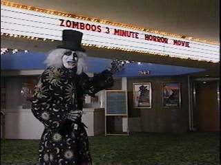 Zomboo is headed into the theater to watch the next 3-minute horror movie.